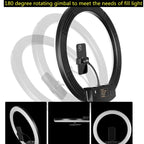 Dimmable Color Temperature LED Ring Fill Light Live Broadcast Set, 14 inch+Phone Clip With 2.1m Tripod Mount, CN Plug, 14 inch+3 Phone Clips With 2.1m Tripod Mount, CN Plug, 14 inch+4 Phone Clips+Microphone Pole With 2.1m Tripod Mount, CN Plug         ...