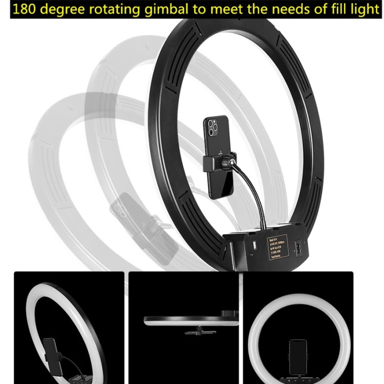 Dimmable Color Temperature LED Ring Fill Light Live Broadcast Set, 14 inch+Phone Clip With 2.1m Tripod Mount, CN Plug, 14 inch+3 Phone Clips With 2.1m Tripod Mount, CN Plug, 14 inch+4 Phone Clips+Microphone Pole With 2.1m Tripod Mount, CN Plug         ...
