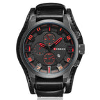 Curren M8225 Army Military Leather Band Men Quartz Watch, Black Red, Black Yellow, Black Grey, Black White, Black Brown