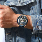 CURREN M8329 Casual Sport Leather Watch for Men, Rose blue, Rose black, Gold black, Black Khaki, White black