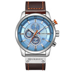 CURREN M8291 Chronograph Watches Casual Leather Watch for Men, White case blue face, White case black face, Black case blue face, Black case black face, Rose case coffee face, Rose case gray face
