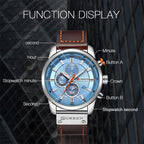 CURREN M8291 Chronograph Watches Casual Leather Watch for Men, White case blue face, White case black face, Black case blue face, Black case black face, Rose case coffee face, Rose case gray face