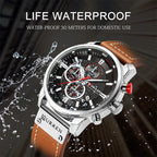 CURREN M8291 Chronograph Watches Casual Leather Watch for Men, White case blue face, White case black face, Black case blue face, Black case black face, Rose case coffee face, Rose case gray face