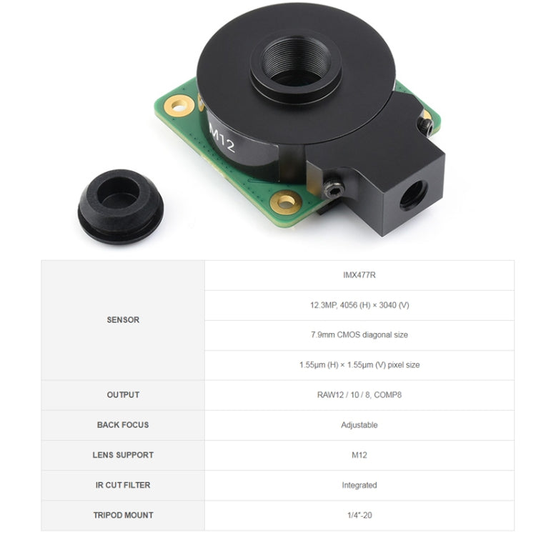 For Raspberry Pi Camera M12, 12.3MP IMX477R Sensor, High Sensitivity Camera Module, 23945