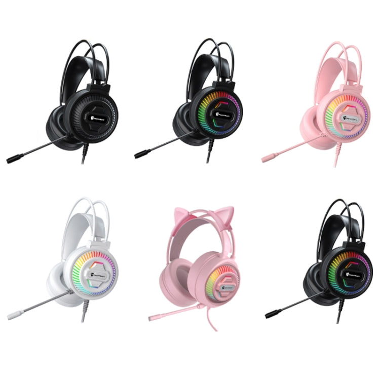 PANTSAN PSH-400 USB Computer Head-Mounted Luminous RGB Wired Headset, 3.5mm Single Plug, 3.5mm Black, 3.5mm Pink, 3.5mm White, 3.5mm Pink+Cat Ear, 7.1 USB