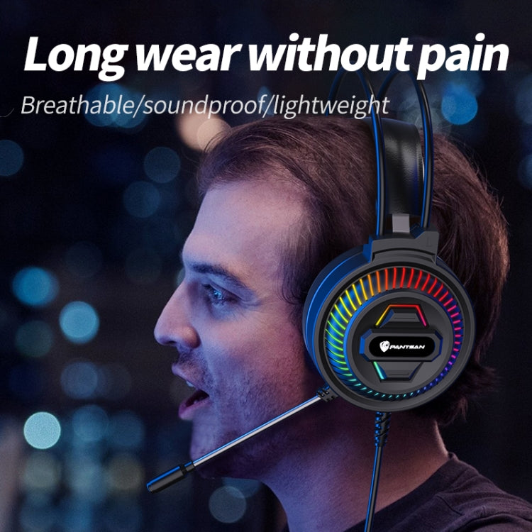 PANTSAN PSH-400 USB Computer Head-Mounted Luminous RGB Wired Headset, 3.5mm Single Plug, 3.5mm Black, 3.5mm Pink, 3.5mm White, 3.5mm Pink+Cat Ear, 7.1 USB