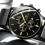 FNGEEN W5128 Men Three Eyes Subdial Luminous Quartz Watch Student Simple Watch, Black Leather Gold Shell Gold Surface, Black Leather Gold Shell Black Surface, Black Leather Gold Shell White Surface, All Black Surface Golden Nails                       ...