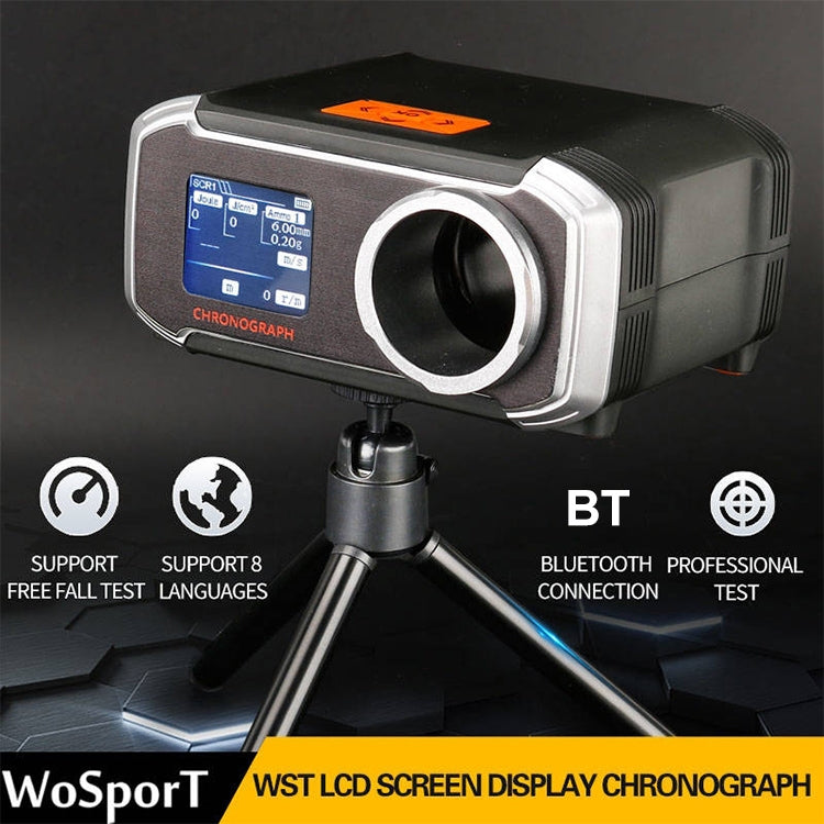 WoSporT LCD Screen Display Chronograph Speed Tester, APP Bluetooth Synchronization Eight Languages Show Speed Measurement