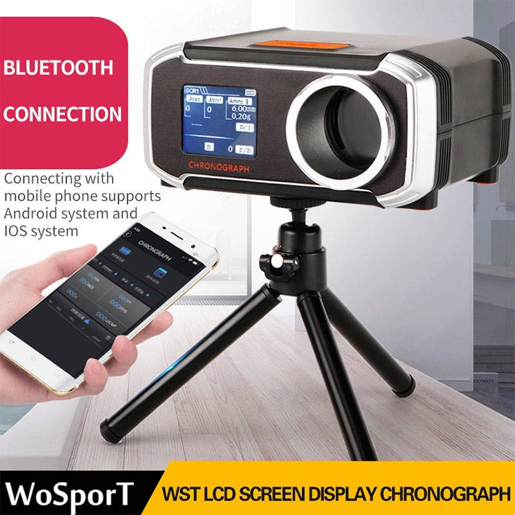 WoSporT LCD Screen Display Chronograph Speed Tester, APP Bluetooth Synchronization Eight Languages Show Speed Measurement
