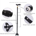 Aluminum Alloy Folding Lighted Crutches Elderly Telescopic Non-slip Four-foot Cane Crutches, Four-foot for Elder