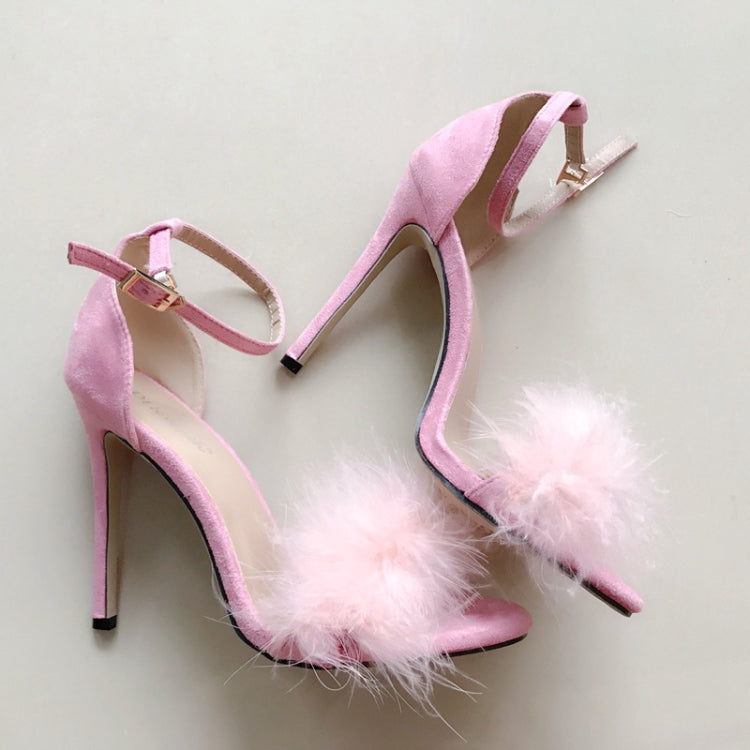 Plush Peep-Toe High Heels, 35, 36, 37, 38, 39, 40, 41, 42, 43