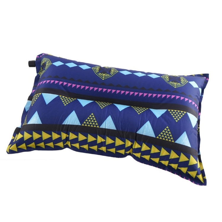 Portable Ethnic Style Automatic Inflatable Pillows Outdoor Camping Tent Camping Equipment Car Travel Pillows, Navy Blue Stripes, Orange Stripes, Red Yellow Printing, Gray Blue Print
