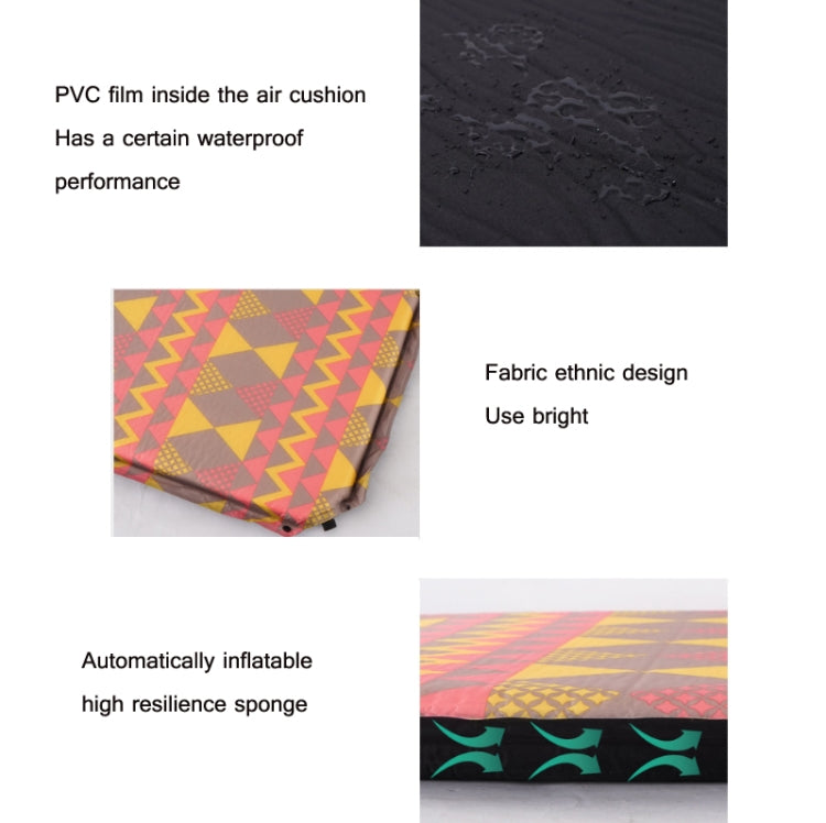 Double Air Hole Automatic Inflatable Pad Outdoor Camping Tent Pad Moisture-Proof Stitched Lunch Break Sleeping Pad, 182x60cm Orange, 182x60cm Navy Blue, 182x60cm Gray Blue, 182x60cm Red Yellow