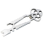 5pcs 12 in 1 Stainless Steel Multi-function Keychain Bottle Opener Screwdriver Wrench Self-defense Outdoor Tools, Wrench