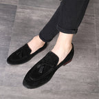 Men Leather Shoes Suede Tassels Slip-on Peas Shoes, 37, 38, 39, 40, 41, 42, 43, 44, 45, 46, 47, 48