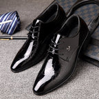Men Pointed Glossy Crocodile Texture Leather Shoes, 38, 39, 40, 41, 42, 43, 44, 45