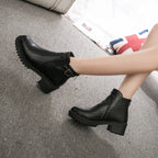 Round Toe Zippers Chunky Boots Short Plush Square Heels Ankle Boots for Women, 35, 36, 37, 38, 39, 40, 41, 42, 43