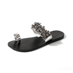 Flat Bottom Pin Rhinestone Sequins Sandals, 35, 36, 37, 38, 39, 40, 41, 42