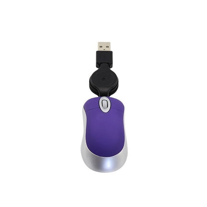 Mini Computer Mouse Retractable USB Cable Optical Ergonomic1600 DPI Portable Small Mice for Laptop