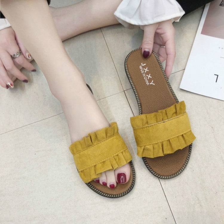 Lotus Leaf Edge Beach Flat Bottom Sandals Slippers, 35, 36, 37, 38, 39, 40
