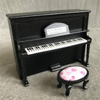1:12 Mini House Toy Simulatio Piano and Bench, White, Pink, Black