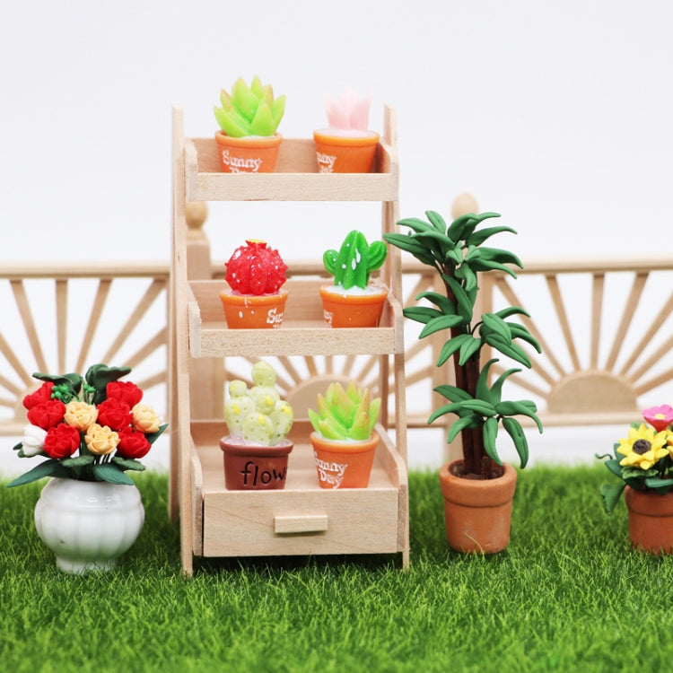 1:12 Mini House Toy Simulation Wooden Flower Stand Model, Wooden Flower Stand