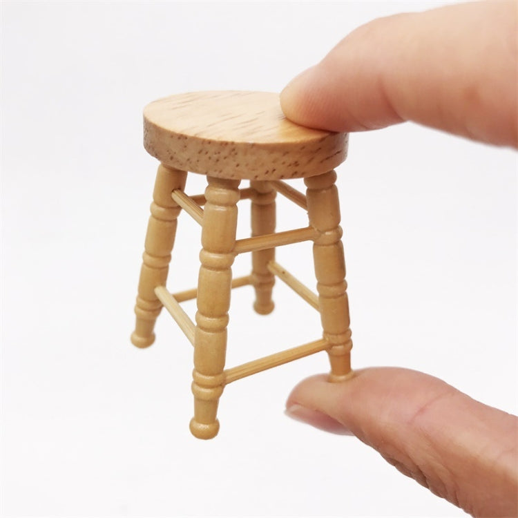 1:12 Doll House for Bar Cabinet Table High Wooden Color Stool, Wooden Stool