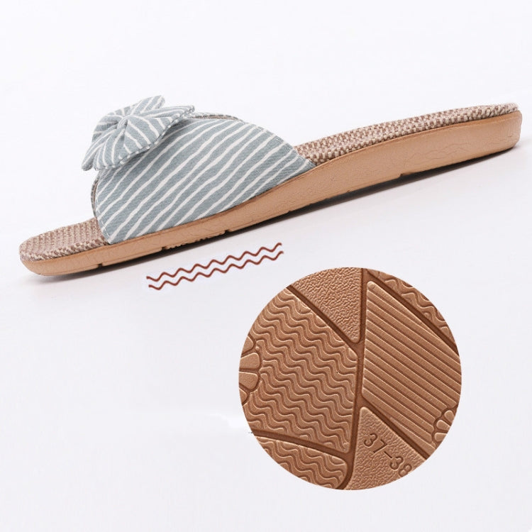 Women Open Toe Linen Striped Home Indoor Slippers, 35-36, 37-38, 39-40