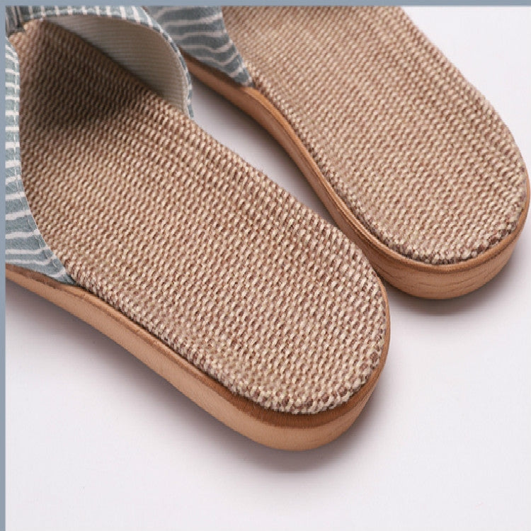 Women Open Toe Linen Striped Home Indoor Slippers, 35-36, 37-38, 39-40