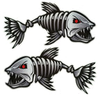 10 PCS Horror Skeleton Shark Fishing Daren Cover Scratch Reflective Waterproof Personality Body Sticker, 15*6cm, 25*13cm, 30*15cm