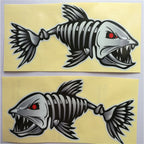 10 PCS Horror Skeleton Shark Fishing Daren Cover Scratch Reflective Waterproof Personality Body Sticker, 15*6cm, 25*13cm, 30*15cm