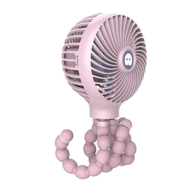 Octopus Deformed Cartoon Folding USB Rechargeable Mini Handheld Fan