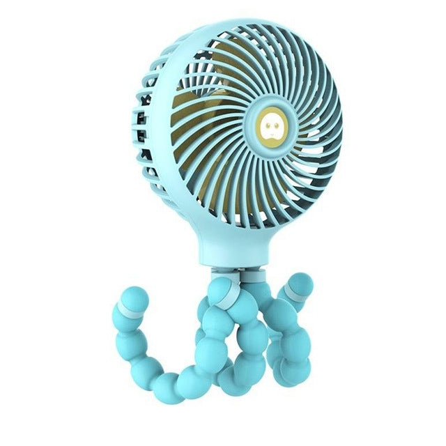 Octopus Deformed Cartoon Folding USB Rechargeable Mini Handheld Fan