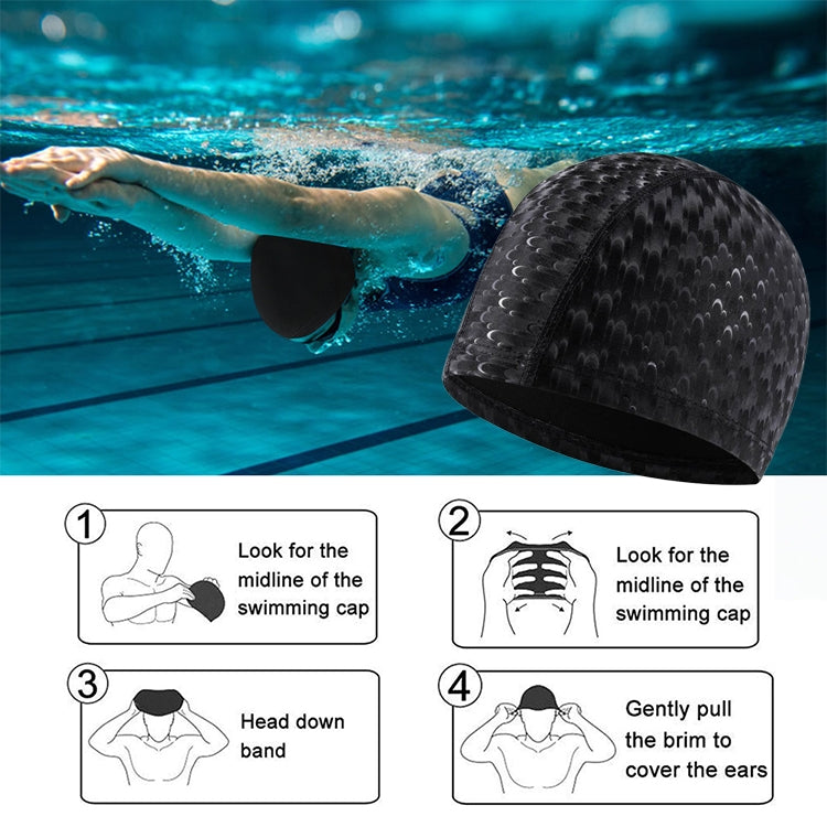 Adult Crescent PU Waterproof Comfortable Earmuff Swimming Cap, Adult Swimming Cap(Silver Grey), Adult Swimming Cap(Black)