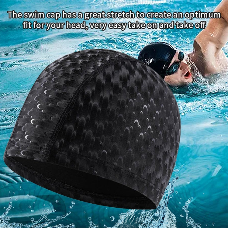 Adult Crescent PU Waterproof Comfortable Earmuff Swimming Cap, Adult Swimming Cap(Silver Grey), Adult Swimming Cap(Black)