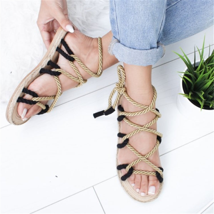 Women Sandals Stagger Hemp Rope Shoes, 35, 36, 37, 38, 39, 40, 41, 42, 43