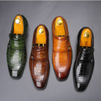Crocodile Pattern Business Flat Bottom Leather Formal Shoes, 38, 39, 40, 41, 42, 43, 44, 45, 46, 47, 48