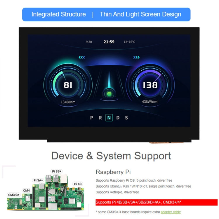 Waveshare 5 Inch DSI Display, 800 × 480 Pixel, IPS Display Panel, 5 inch No Touch, 5 inch Touch Display