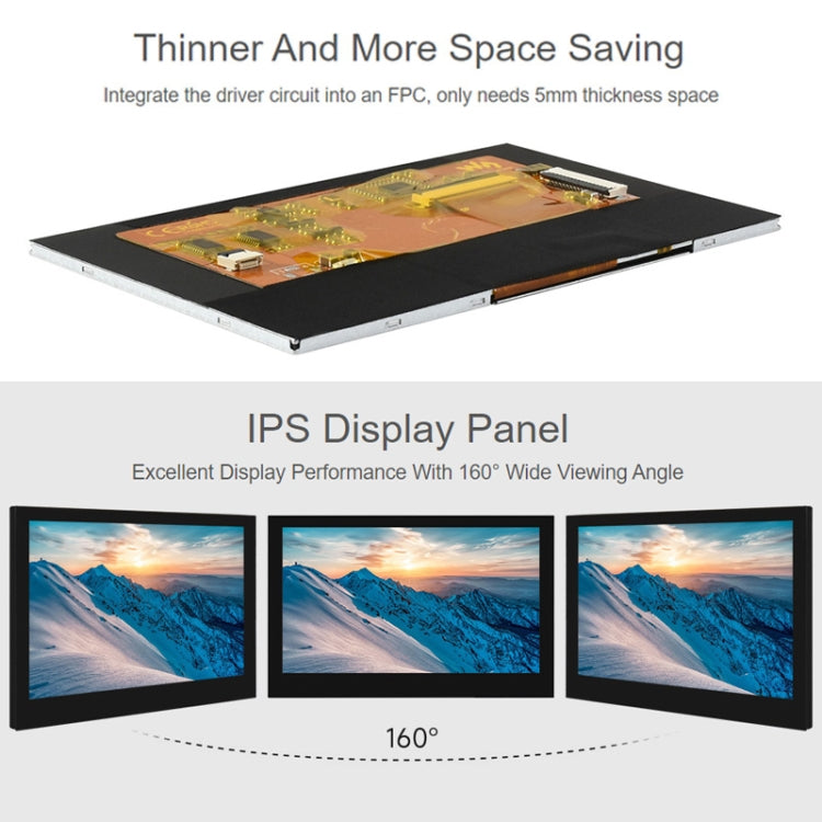 Waveshare 5 Inch DSI Display, 800 × 480 Pixel, IPS Display Panel, 5 inch No Touch, 5 inch Touch Display