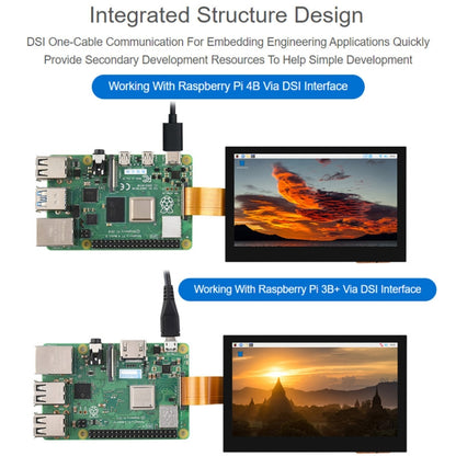 Waveshare 5 Inch DSI Display, 800 × 480 Pixel, IPS Display Panel, 5 inch No Touch, 5 inch Touch Display