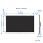 Waveshare 4.3 Inch DSI Display 800×480 Pixel IPS Display Panel, 4.3 inch No Touch, 4.3 inch Touch Display