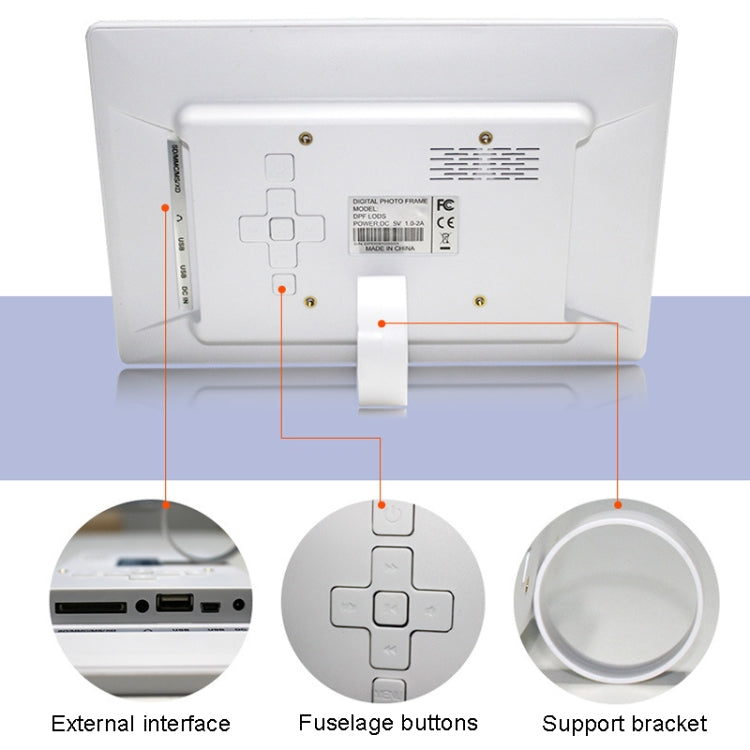DPF-106 10.1 inch Digital Photo Frame LED Video Advertising Machine, US Plug, EU Plug, UK Plug, AU Plug