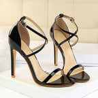 Fashion Ladies Sexy Stiletto Heel Toe Cross Strap Sandals, 34, 35, 36, 37, 38, 39, 40
