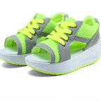 Fish Mouth Thick Bottom Increased Sports Leisure Mesh Shoes, 35, 36, 37, 38, 39, 40
