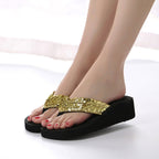 Sequin Slippers Wedge ith Flip Flops, 36, 37, 38, 39, 40