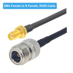 SMA Female to N Female RG58 Coaxial Adapter Cable, SMA Female to N Female 0.5m, SMA Female to N Female 1m, SMA Female to N Female 1.5m, SMA Female to N Female 3m, SMA Female to N Female 5m, SMA Female to N Female 10m