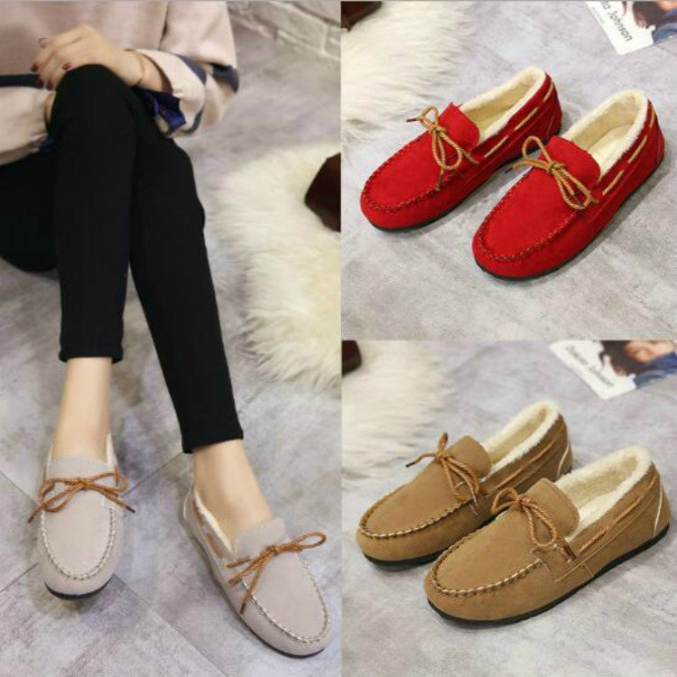 Solid Color Velvet Warm Female Flat Cotton Non-slip Shoes, 35, 36, 37, 38, 39, 40