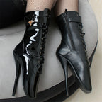 Ballet Pumps Spike Heel Black Lace-Up Pointed Toe Shoes, 36, 37, 38, 39, 40, 41, 42, 43, 44, 45, 46