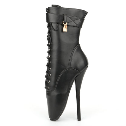 Ballet Pumps Spike Heel Black Lace-Up Pointed Toe Shoes, 36, 37, 38, 39, 40, 41, 42, 43, 44, 45, 46
