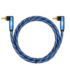 EMK Dual 90-Degree Male To Male Nylon Braided Audio Cable, 0.5m, 1m, 1.5m, 2m, 3m, 5m
